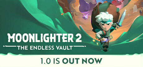 Moonlighter 2: Will running with an overflowing backpack, falling coins, teal wave, 1.0 is out now